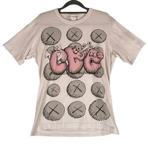 COMME des GARCONS Kaws Size Medium Mens Fitted Tee TSHIRT White Y2k CDG